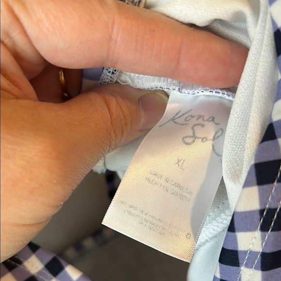 Kona sol Navy Gingham One-Piece Swimsuit resort vacation summer preppy - Picture 4 of 4